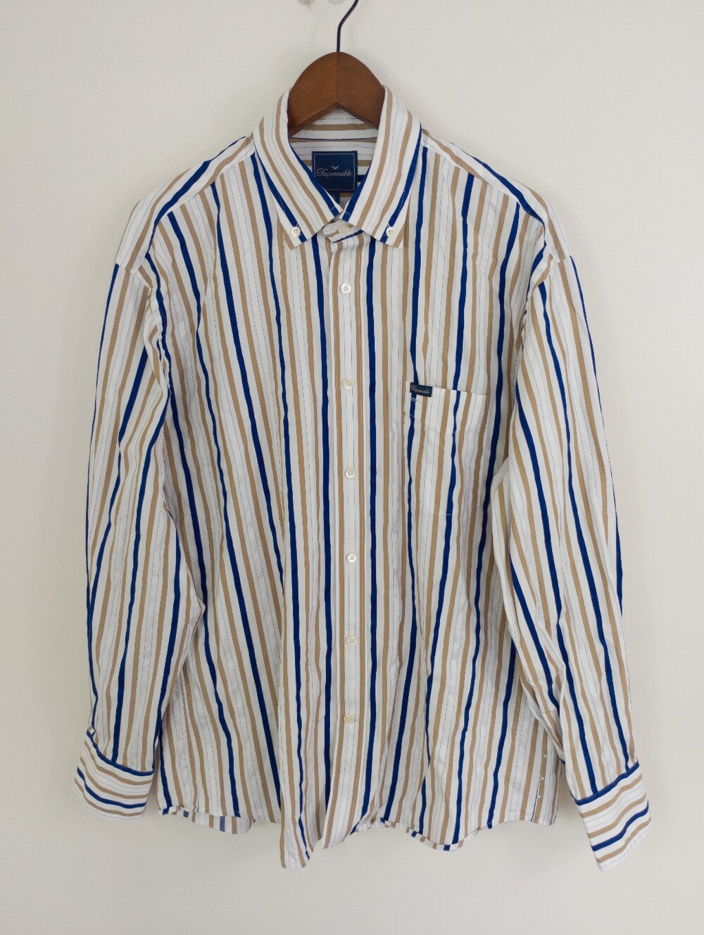Faconnable Men's Striped Long Sleeve Button Down Shirt Size Large